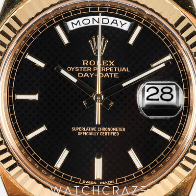 2018 ROLEX DAY-DATE YELLOW GOLD BLACK DIAL 40MM 228238