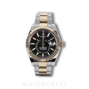 2021 ROLEX SKY-DWELLER OYSTER TWO TONE YELLOW GOLD AND STEEL BLACK DIAL 42MM 326933