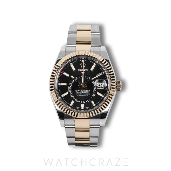 2021 ROLEX SKYDWELLER OYSTER TWO TONE YELLOW GOLD AND STEEL BLACK DIAL 42MM 326933