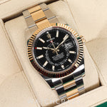 2021 ROLEX SKYDWELLER OYSTER TWO TONE YELLOW GOLD AND STEEL BLACK DIAL 42MM 326933