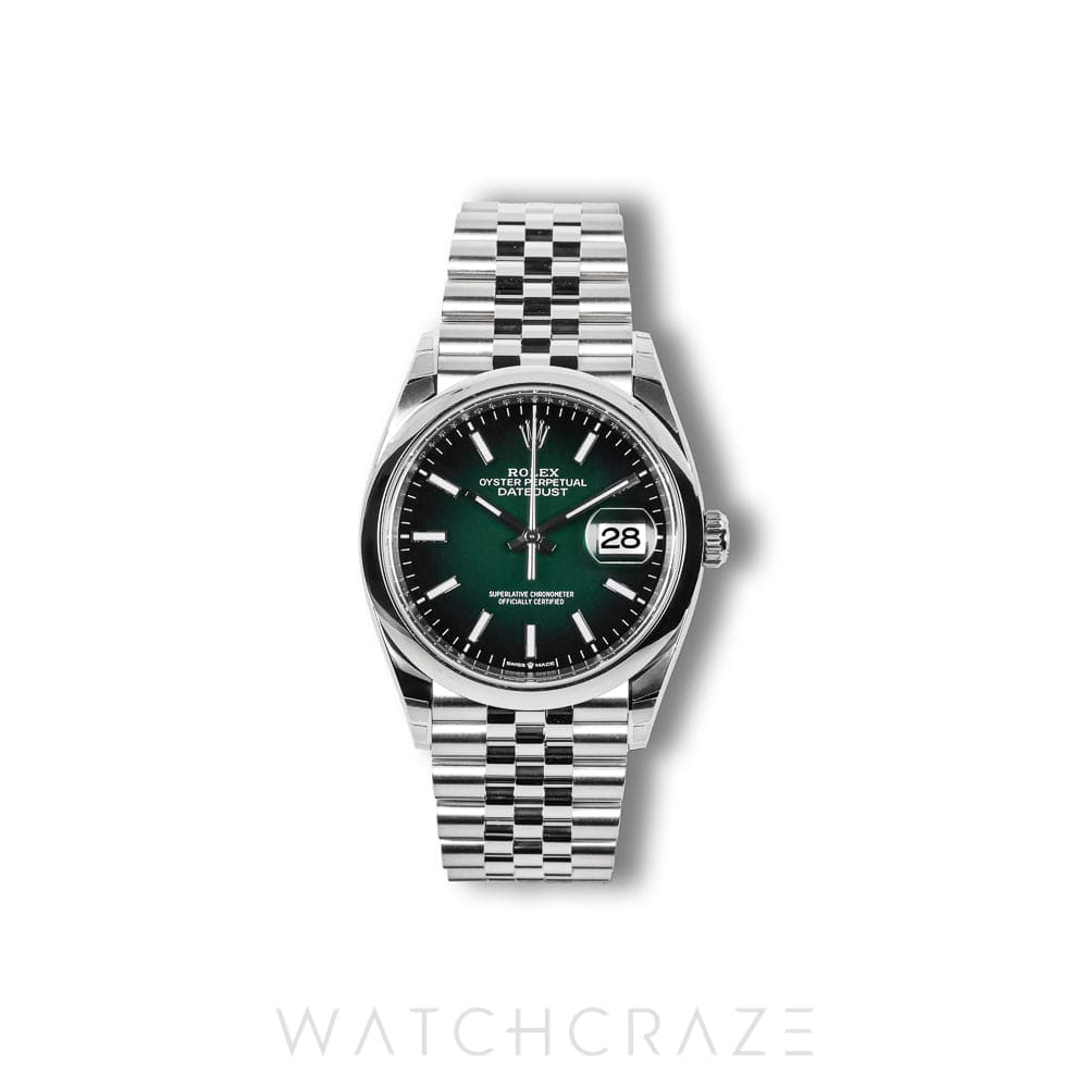 2026 ROLEX DATEJUST OMBRE GREEN SMOOTH JUBILEE 36MM 126200