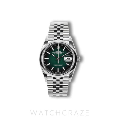 2026 ROLEX DATEJUST OMBRE GREEN SMOOTH JUBILEE 36MM 126200
