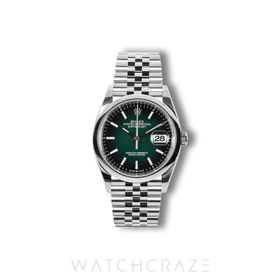 2026 ROLEX DATEJUST OMBRE GREEN SMOOTH JUBILEE 36MM 126200