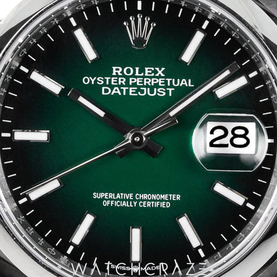 2026 ROLEX DATEJUST OMBRE GREEN SMOOTH JUBILEE 36MM 126200