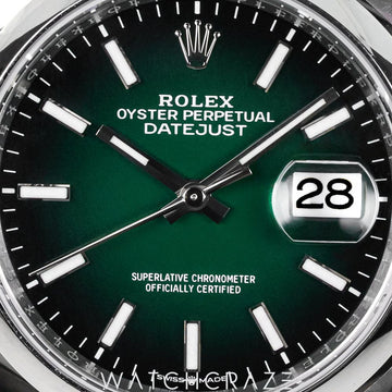 2026 ROLEX DATEJUST OMBRE GREEN SMOOTH JUBILEE 36MM 126200