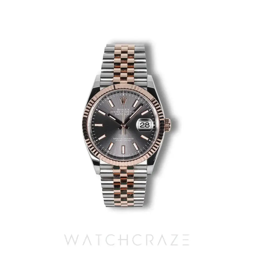 2024 ROLEX DATEJUST TWO TONE ROSE GOLD AND STEEL GREY DIAL 36MM 126231