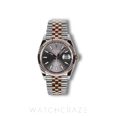 2024 ROLEX DATEJUST TWO TONE ROSE GOLD AND STEEL GREY DIAL 36MM 126231
