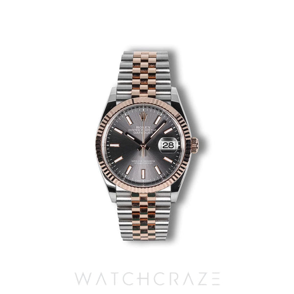 2024 ROLEX DATEJUST TWO TONE ROSE GOLD AND STEEL GREY DIAL 36MM 126231
