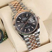 2024 ROLEX DATEJUST TWO TONE ROSE GOLD AND STEEL GREY DIAL 36MM 126231