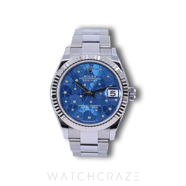 2023 ROLEX DATEJUST BLUE FLORAL MOTIF DIAL 31MM 278274