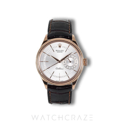 2015 ROLEX CELLINI DATE ROSE GOLD SILVER DIAL 39MM 50515