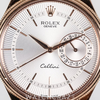 2015 ROLEX CELLINI DATE ROSE GOLD SILVER DIAL 39MM 50515