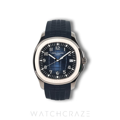 2025 PATEK PHILIPPE AQUANAUT WHITE GOLD BLUE DIAL 42MM 5168G
