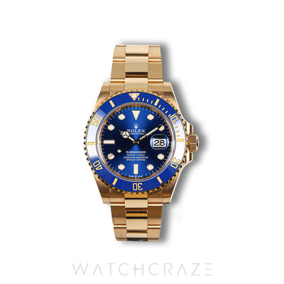 2020 ROLEX SUBMARINER YELLOW GOLD BLUE DIAL 'BLUESY ' 40MM 116618LB
