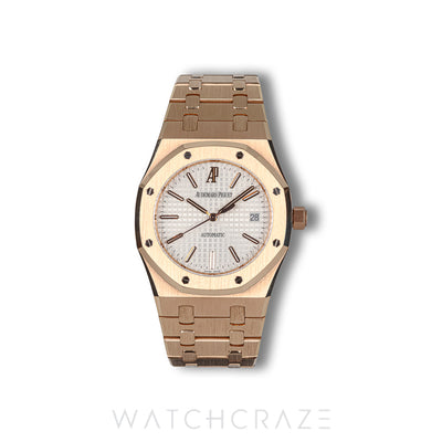 2018 AUDEMARS PIGUET ROYAL OAK ROSE GOLD WHITE DIAL 39MM 15300.OR.OO.D088CR.02