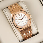 2018 AUDEMARS PIGUET ROYAL OAK ROSE GOLD WHITE DIAL 39MM 15300.OR.OO.D088CR.02