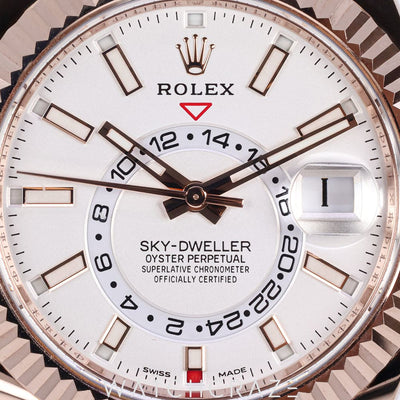 2023 ROLEX SKY-DWELLER ROSE GOLD WHITE DIAL 42MM 326935