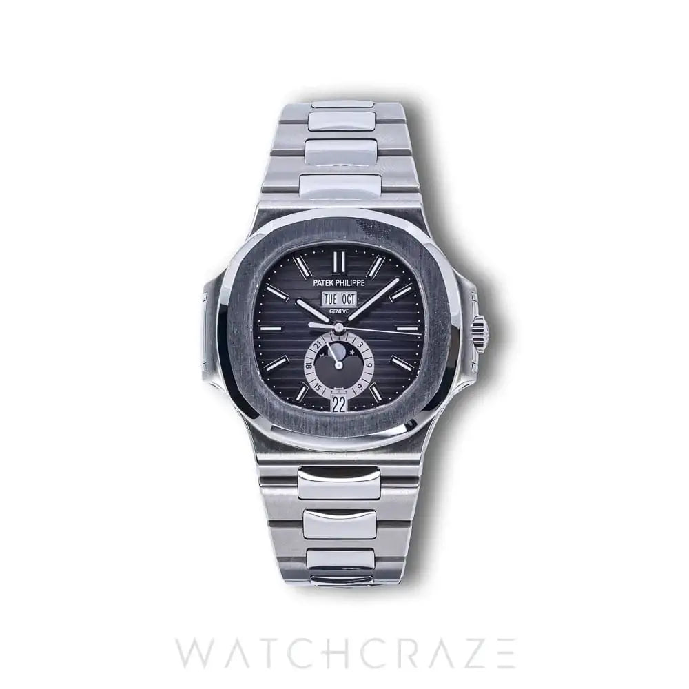 2019 PATEK PHILIPPE NAUTILUS ANNUAL CALENDAR MOON PHASE GREY DIAL 40MM 5726/1A-001