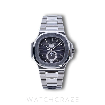 2019 PATEK PHILIPPE NAUTILUS ANNUAL CALENDAR MOON PHASE GREY DIAL 40MM 5726/1A-001