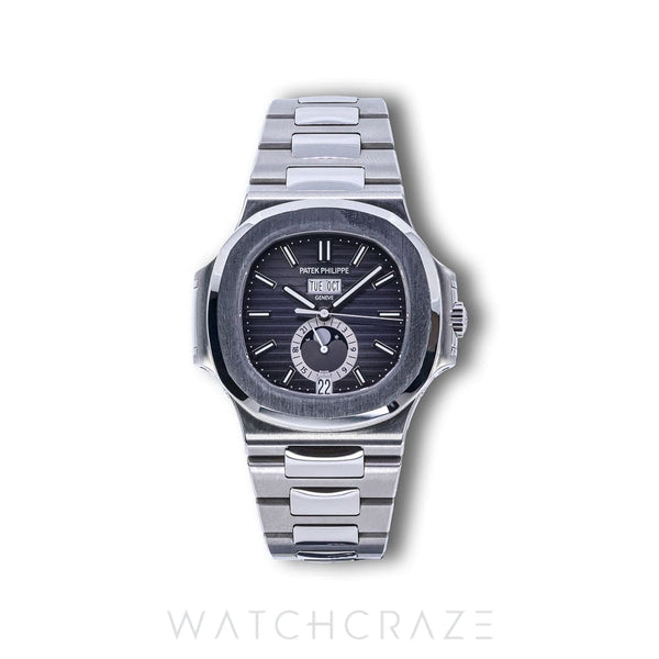 2019 PATEK PHILIPPE NAUTILUS ANNUAL CALENDAR MOON PHASE GREY DIAL 40MM 5726/1A-001