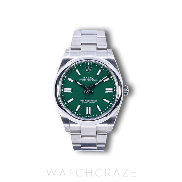 2022 ROLEX OYSTER PERPETUAL GREEN DIAL 41MM 124300