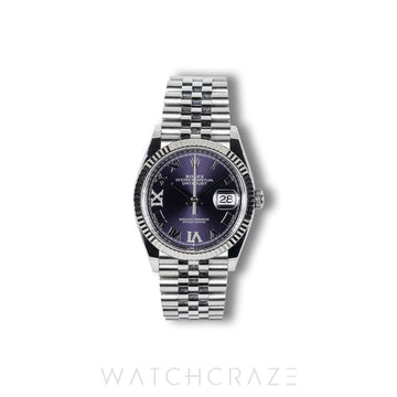 2025 ROLEX DATEJUST PURPLE ROMAN DIAL 36MM 126234