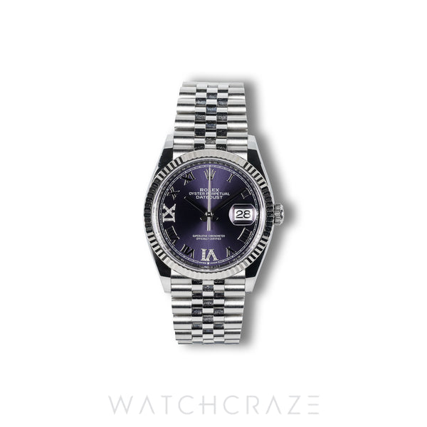 2025 ROLEX DATEJUST PURPLE ROMAN DIAL 36MM 126234
