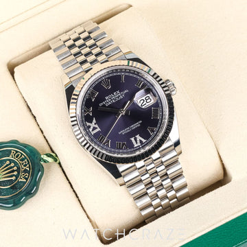 2025 ROLEX DATEJUST PURPLE ROMAN DIAL 36MM 126234