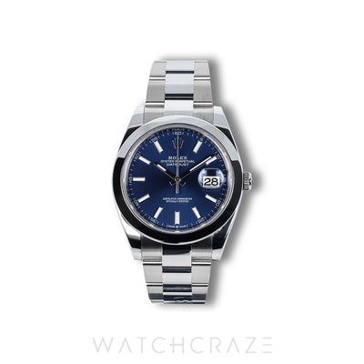 2025 ROLEX DATEJUST BLUE DIAL SMOOTH OYSTER 41MM 126300