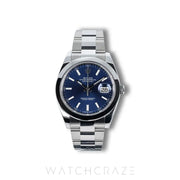 2025 ROLEX DATEJUST SMOOTH BEZEL OYSTER BRACELET BLUE DIAL 41MM 126300