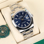 2025 ROLEX DATEJUST SMOOTH BEZEL OYSTER BRACELET BLUE DIAL 41MM 126300
