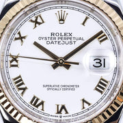 2020 ROLEX DATEJUST TWO TONE YELLOW GOLD AND STEEL WHITE DIAL 36MM 126233
