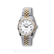 2020 ROLEX DATEJUST TWO TONE YELLOW GOLD AND STEEL WHITE DIAL 36MM 126233