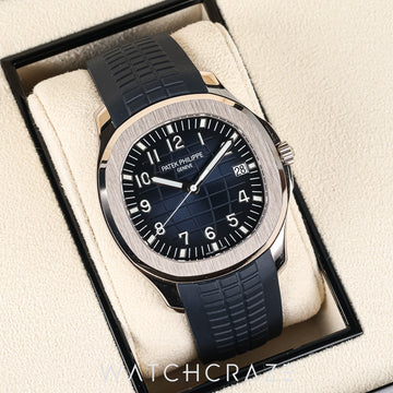 2026 PATEK PHILIPPE AQUANAUT WHITE GOLD BLUE DIAL 42MM 5168G