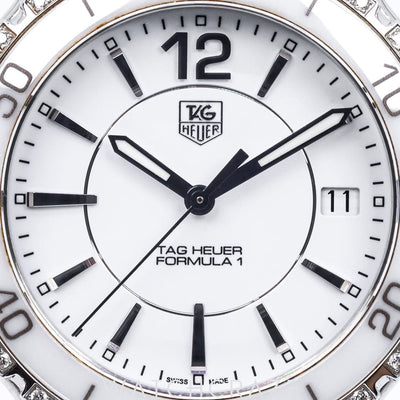 TAG HEUER FORMULA 1 LADIES STEEL AND CERAMIC WHITE DIAL 34.5MM WAH1213