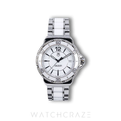 TAG HEUER FORMULA 1 LADIES STEEL AND CERAMIC WHITE DIAL 34.5MM WAH1213