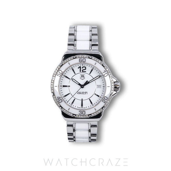 TAG HEUER FORMULA 1 LADIES STEEL AND CERAMIC WHITE DIAL 34.5MM WAH1213