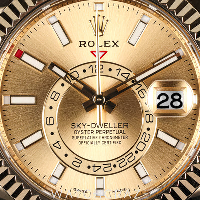 2022 ROLEX SKY-DWELLER YELLOW GOLD OYSTERFLEX 42MM 326238