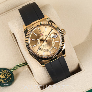 2022 ROLEX SKY-DWELLER YELLOW GOLD OYSTERFLEX 42MM 326238