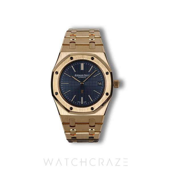 2019 AUDEMARS PIGUET ROYAL OAK YELLOW GOLD BLUE DIAL 39MM 15202BA.OO.1240BA.01