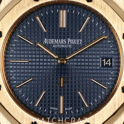 2019 AUDEMARS PIGUET ROYAL OAK YELLOW GOLD BLUE DIAL 39MM 15202BA.OO.1240BA.01