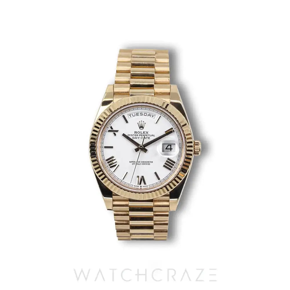 2021 ROLEX DAY-DATE YELLOW GOLD WHITE ROMAN DIAL 228238