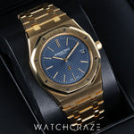 2019 AUDEMARS PIGUET ROYAL OAK YELLOW GOLD BLUE DIAL 39MM 15202BA.OO.1240BA.01