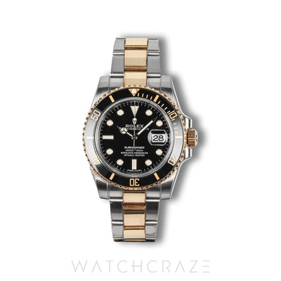 2019 ROLEX SUBMARINER DATE TWO TONE YELLOW GOLD AND STEEL BLACK DIAL 40MM 116613LN