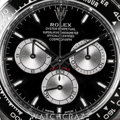 2025 ROLEX COSMOGRAPH DAYTONA WHITE GOLD OYSTERFLEX BLACK DIAL 40MM 126519LN