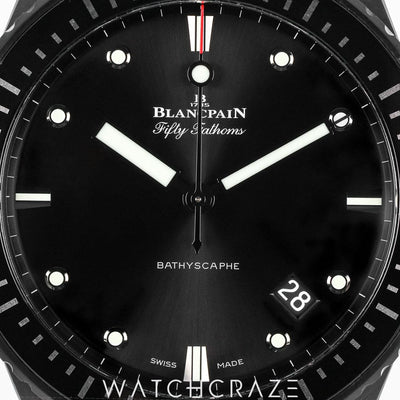 2020 BLANCPAIN FIFTY FATHOMS BATHYSCAPHE CERAMIC BLACK DIAL 43MM 5000-0130-B52A
