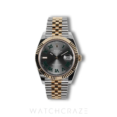 2025 ROLEX DATEJUST TWO TONE YELLOW GOLD AND STEEL WIMBLEDON DIAL 41MM 126333