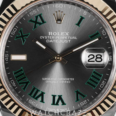 2025 ROLEX DATEJUST TWO TONE YELLOW GOLD AND STEEL WIMBLEDON DIAL 41MM 126333