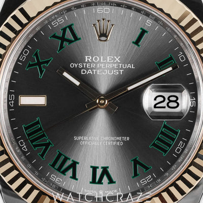 2025 ROLEX DATEJUST TWO TONE YELLOW GOLD AND STEEL WIMBLEDON DIAL 41MM 126333