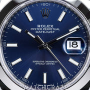 2024 ROLEX DATEJUST SMOOTH BEZEL OYSTER BRACELET BLUE DIAL 41MM 126300